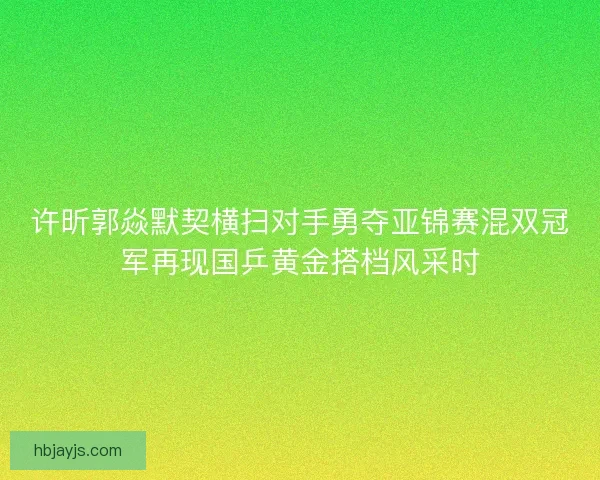 许昕郭焱默契横扫对手勇夺亚锦赛混双冠军再现国乒黄金搭档风采时